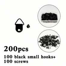 200pcs (100pcs Hooks + 100pcs Screws) Metal Triangle Picture Frame Hanging Hooks With Screws, Photo Frame Hangers, For Frames, Art Display Wall Mounting Hardware Accessories - Multicolor - View 10