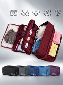 Portable Travel Underwear Organizer Bag - Foldable Fit Zipper Storage Pouch Suitable For Bras, Socks & Lingerie, Compact Suitcase Organizer With Hanging Installation, Space-Saving Durable Fabric For Travel - View 2