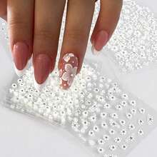 30pcs Colorful Nail Art Stickers, White And Pink Floral Pattern, 3D Self-Adhesive Nail Decals - 彩色 - 查看 3