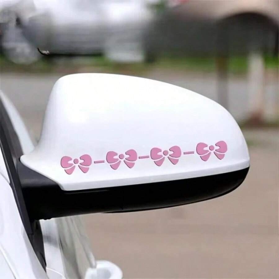 2 Peças Adesivos de Carro com Laço Fofo, Adequado para Acessórios de Meninas, Estilo Doce e Feminino, Vinil à Prova d'Água e à Prova de Sol, Aplicável ao Corpo do Carro, Espelho Retrovisor, Espelho de Maquiagem, Veículo Elétrico, Adesivos Decorativos Fofos para Motocicleta - Arco - Visão 1