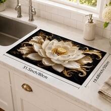 1pc 3D Floral Pattern Diatomaceous Earth Absorbent Mat, Non-Slip Heat-Resistant Water-Absorbing Mat, Suitable For Kitchen Countertop, Coffee Machine, Tableware, Home, Cafe, Bar, Party Decoration Placemat Gift - Multicolor - View 11