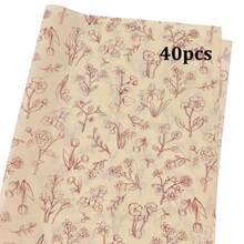 10/20/25/40/50/80張紅色花卉圖案米紙，適用於DIY手工、派對小禮品、花束包裝、衣物包裝及生日禮物裝飾 - 款式7 - 查看 11