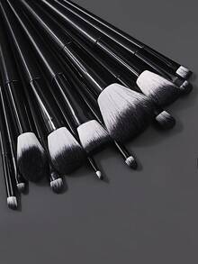17PCS Black Makeup Brush Set With Beauty Sponges&Powder Puffs,Ultra-Soft Hair For Foundation, Eyeshadow&Blush,Complete All-In-One Cosmetic Tool Kit - Black - View 7