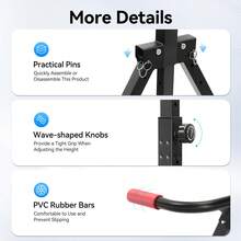 FOGGBET Foldable Power Tower Pull Up Bar And Dip Station, Height Adjustable Pull Up Bar, Fitness Workout Equipment, Free Standing Power Tower Rack For Home Gym, 440LBS Weight Capacity - Black - View 9