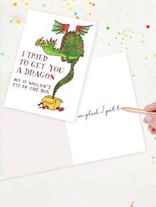 1張「我想幫你弄條龍」趣味生日卡附信封，奇幻龍造型創意設計，適合龍愛好者、奇幻迷、朋友與家人的慶祝禮物，內頁空白 - A - 查看 9