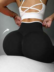 Women's Outdoor Contrast Color Sports Pants, Black - Black - View 2