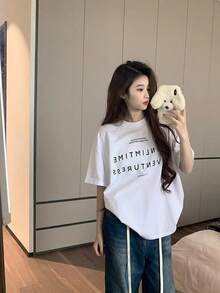 Summer Cotton Women's New Casual Joker Fashion T-Shirt With Round Neck And Short Sleeves - White - View 2