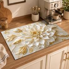 1pc Elegant 3D Floral Pattern Diatomaceous Earth Absorbent Mat, Non-Slip Heat-Resistant Absorbent Mat, Suitable For Kitchen Countertop, Coffee Machine, Tableware, Home, Cafe, Bar, Party Decoration, Placemat Gift - Multicolor - View 8