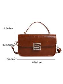 Premium Vintage Small Handbag For Women, New Oil Leather Square Tote, Fashion Versatile Shoulder & Crossbody Bag - Brown - View 12