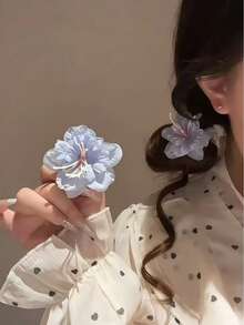 4pcs/Set Pastel Flower Hair Clips, 3D Gradient Petal Flower Hair Clips, Sweet Bohemian Style Women's Hair Clips, Suitable For Wedding, Party And Vacation Use,Claw Clips - Multicolor - View 7