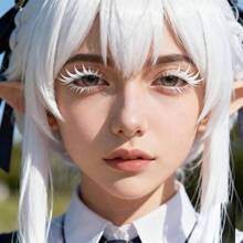 Pestaas Postizas Blancas Para Halloween, Extensiones De Pestaas Superiores E Inferiores Blancas Para Cosplay, Maquillaje, De Mscaras, 1 Juego Blanco Hl018 - Blanco - Ver 5