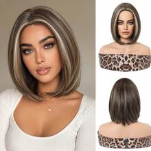 10 Inch Gold Shiny Wavy Wig, Heat Resistant Synthetic Wig With Bangs For Women - Gold - View 13