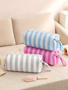 1pc Colorful Striped Print Hair Dryer Storage Bag Curling Iron Pouch With Inner Pocket, Travel Hair Styling Tool Bag Carrying Case Makeup Bag, Gift - Multicolor - View 4