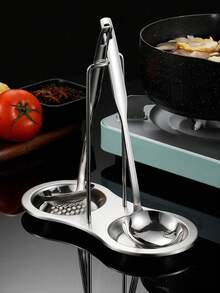 1pc Titanium Plated Stainless Steel Minimalist Western Style Soup Ladle Holder, Strainer Pot Rack, Multi-Purpose Kitchen Pot Rack - Multicolor - View 8