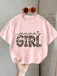 Top de manga corta sencillo, informal y bonito con estampado para niños, ideal para el verano. - Rosa - Ver 1