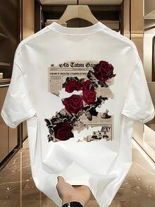 Manfinity Dauomo Men's Short Sleeve T-Shirt With Round Neck And Cartoon Print, For Summer. - 多色 8 - 查看 1