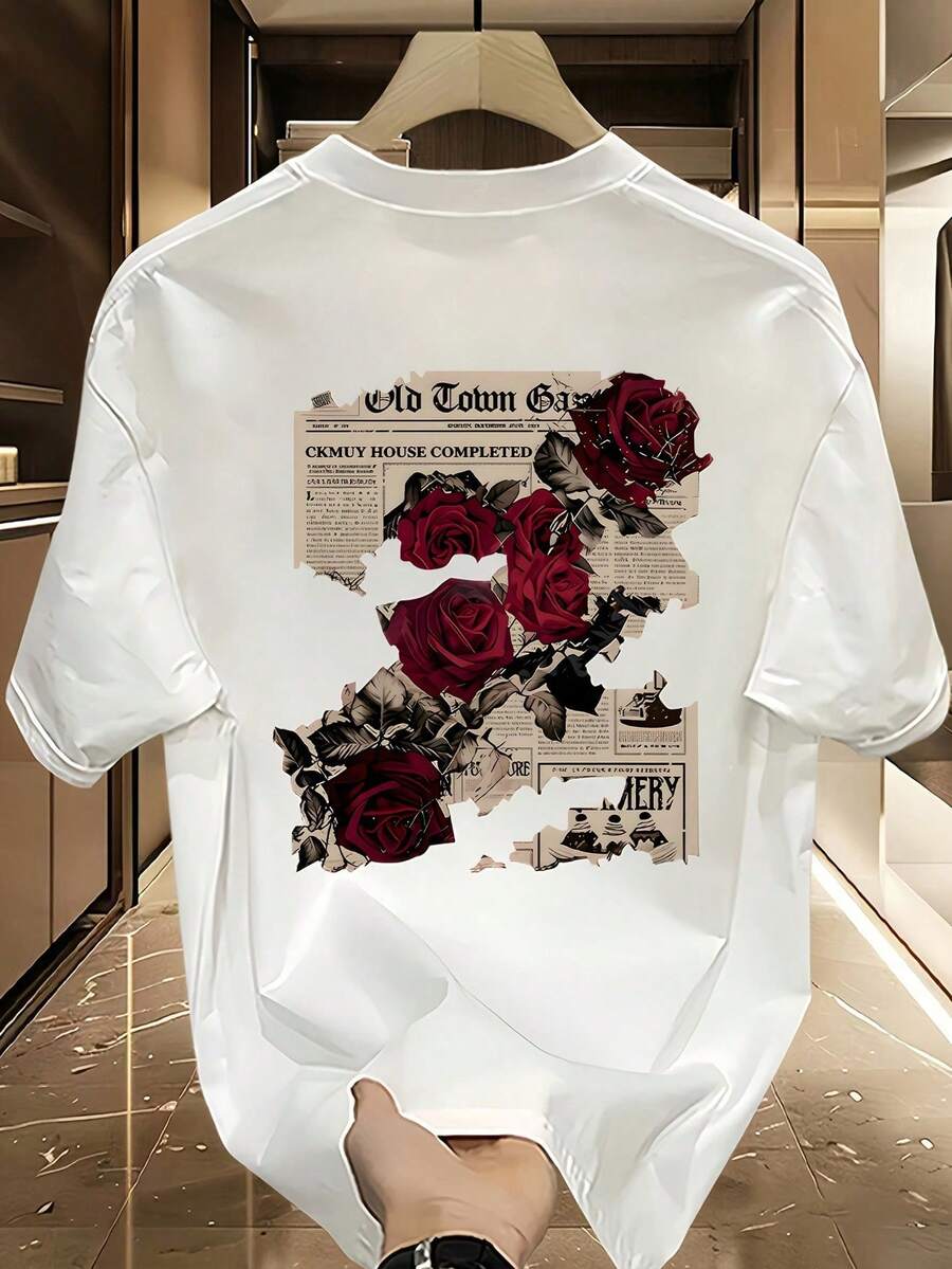 Manfinity Dauomo Men's Short Sleeve T-Shirt With Round Neck And Cartoon Print, For Summer. - 多色 8 - 查看 1