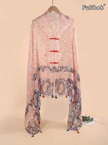 1 buah Handuk Pantai Wanita Musim Semi/Panas Baru dengan Bordir Katak dan Kancing, Motif Rumbai Linen, Selendang Pelindung Matahari, Jilbab Timur Tengah, Abaya, Cocok untuk Penggunaan Sehari-hari - MultiWarna - View 33