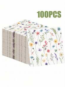 100/60/16 张 6.5 英寸一次性印花餐巾纸，适用于野餐、婚礼、新娘送礼会、一周岁生日派对及其他场合 - 花卉 - 查看 10