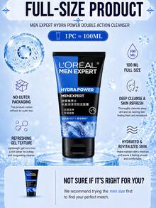 L’Oreal Paris L'Oreal 男士保濕雙效潔面乳 50/100ml，深層清潔毛孔、控油、提亮膚色，適合油性與敏感肌膚 - 歐萊雅男士水能潤澤雙效潔顏膏 - 查看 5