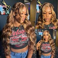Hidden Strap 360 Body Wave Lace Front Wigs Human Hair 250% Density Drawstring Honey Blonde Body Wave Human Hair Wig 13x4 HD 4/27 Highlight Lace Front Wigs Brazilian Ombre Colored Human Hair Wig For Women - S4/27 - 查看 9