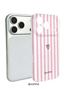 GIIPPA 1 Stück Rosa Vertikale Streifen & Herzmuster Design Handyhülle für Handy 17 Pro Max, kompatibel mit Handy 16 Pro Max, 15 Pro Max, 14 Pro Max, 11/12/13/14/15/16 Pro Max Plus, koreanischer Stil High-End Mode lustiges elegantes Design, Unisex, perfektes Geschenk für Freundin zu Weihnachten, Valentinstag, Ostern, Hochzeitssaison und Geburtstag! - Verschiedenfarbig - Übersicht 2