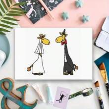 1pc Romantic Wedding Congratulation Card, Giraffe Bride And Groom Design, Love And Marriage Celebration Card, Suitable For Family And Friends - Sets - View 4