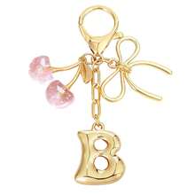 1Pc Initial Keychain, Coquette Cherry Bow Charm Pendant, Y2K Aesthetic Resin Keyring For Backpack Car, Cute Gift For Her Women Girls - Multicolor - View 37