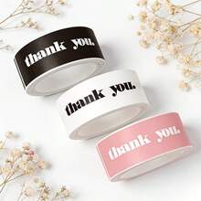 120pcs/Roll Stiker Terima Kasih Warna Pink, Hitam, Putih | Stiker Segel Persegi Panjang, Cocok Untuk Pembungkus Kado, Perlengkapan Kantor, Label Dekoratif, Kotak Kado Dan Kotak Kue, Kertas Mengkilap, Sekali Pakai, Perlengkapan Kantor - MultiWarna - View 6