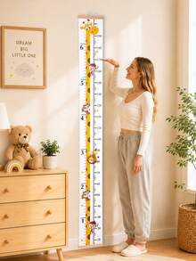 1pc Cute Giraffe Height Measurement Sticker, Creative Cartoon Growth Ruler, Hanging Fabric Height Chart, Removable Height Sticker, Portable And Reusable Height Ruler, Baby Room Decoration, 1st Birthday Party Decoration, Suitable For Room And Home Decor, Home Decor And Small Gifts, Kindergarten Wall Decor, Baby Photography Props - Giraffe - View 4