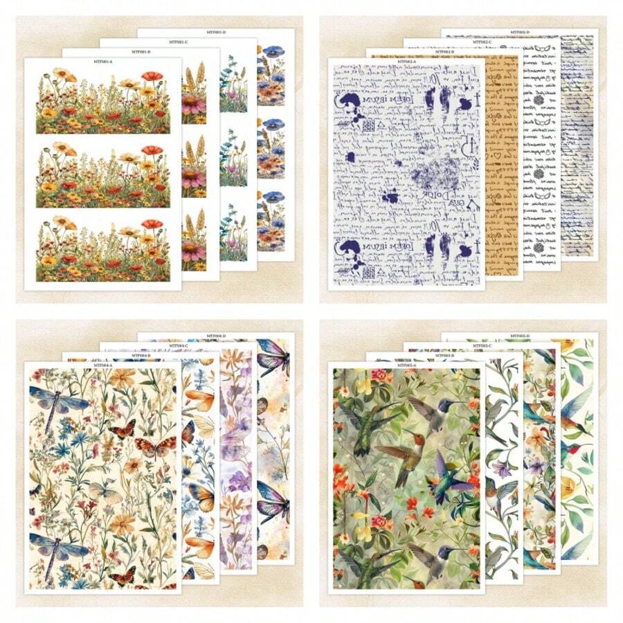 Bird/Butterfly/Flower/Letter Pattern Transfer Paper, Polymer Clay Printing Paper, Size 5.82 * 3.93 Inches, Suitable For DIY Art Jewelry Earring Making Special Polymer Clay Transfer Printing - A - View 1