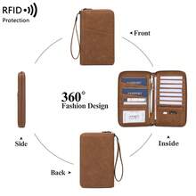 CHARM INFINITE 復古 RFID 防盜護照夾，大容量 PU 皮革旅行文件錢包附手腕帶，度假必需品防盜收納袋 - 彩色 - 查看 8