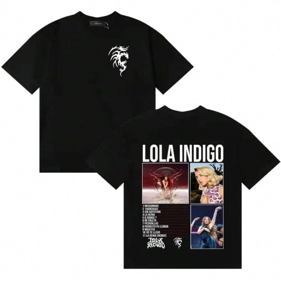 Streetwear Singer Lola Indigo Tour 2026 T-Shirts For Men And Women, Fashionable High-Quality Oversized Short-Sleeve Harajuku T-Shirts - 5 - 查看 1
