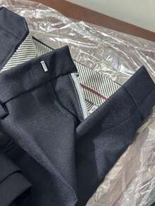pthirillo Men's Slim Fit Executive Dress Pants In Polyester Fabric, Classic Formal Style With Overlock Hem Finish - 藏蓝色 - 查看 2