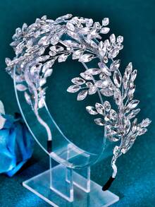 1 pieza Diadema elegante de strass hecha a mano Accesorio para el cabello de novia y dama de honor Adecuado para fiesta celebración regalo de cumpleaños - Plateado - Ver 3