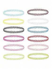 12pcs/Set Rainbow Elastic Bracelets, Colorful Party Favors, Girls Accessories, Daily Wear, Halloween & Back To School Decoration - Multicolor - View 3