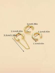 European And American Rhinestone C-Shaped Non-Pierced Ear Cuff Vintage Personalized Set Combination Non-Pierced Ear Cuff - Gold - View 4