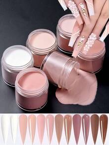 Set Bubuk Akrilik 6 Warna, Seri Bubuk Akrilik Kilap Tinggi Nude, Desain DIY Nail Art, Ekstensi Kuku dan Ukiran Kuku, Set Kuku Akrilik 3D Polimer Profesional - MultiWarna - View 8