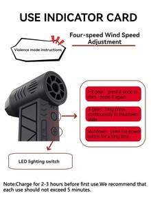 Soplador de polvo eléctrico portátil, aire comprimido potente, velocidad de viento ajustable, mini soplador, motor de turbina recargable, ventilador potente de alta velocidad, adecuado para automóvil, computadora, teclado, limpieza del hogar y al aire libre - Negro - Ver 5