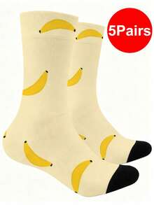 1/5/10 Pairs Multicolor Contrast Pattern Mid-Calf Socks, Fun Crazy Novelty Breathable Socks, Men's Gift, Fashion Preppy Style, Soft And Breathable, Daily Versatile, Sports, Casual Wear, Spring Summer Autumn Winter - Multicolor - View 18