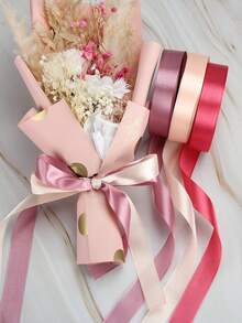 3 Rolls Solid Color Gift Wrapping Ribbon, Suitable For Back To School And Valentine's Day - Multicolor - View 7