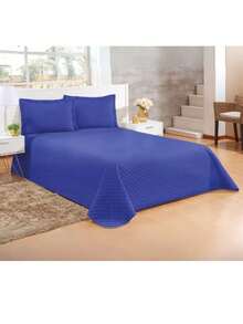 Curtain Kit (2 Meters) + Standard Double Bedspread (3 Pieces) - 藍白色 - 查看 2