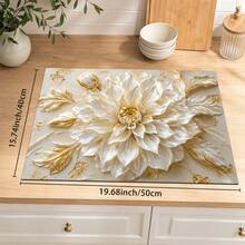 1pc Elegant 3D Floral Pattern Diatomaceous Earth Absorbent Mat, Non-Slip Heat-Resistant Absorbent Mat, Suitable For Kitchen Countertop, Coffee Machine, Tableware, Home, Cafe, Bar, Party Decoration, Placemat Gift - Multicolor - View 14