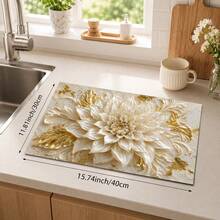 1 pieza Tapete absorbente de tierra de diatomeas, tapete absorbente antideslizante y resistente al calor, adecuado para encimera de cocina, máquina de café, vajilla, decoración de hogar, cafetería, bar, fiesta, regalo, mantel individual con patrón floral 3D - Multicolor - Ver 12