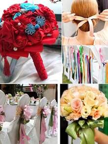 25Yards 4cm Satin Ribbons Crafts Bow DIY Gift Wrap Wine Red Yellow Green Blue Purple Black Gold White Ribbons For Party,Wedding,Birthday Decoration - Multicolor - View 11