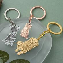 Custom Pet Photo Keychain, Dog Photo Keychain, Personalized Engraved Pet Portrait Keychain, Pet Memorial Keychain, Dog Memorial Gift - Multicolor - View 4