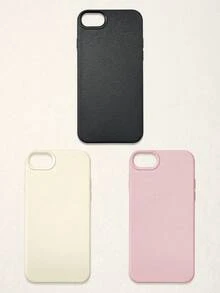 3pcs Solid Color Faux Leather Texture Waterproof Anti-Slip Anti-Fall Phone Cases, Matte Soft TPU Shockproof Protective Covers, Minimalist Aesthetic Dopamine Black / Pink / Cream White Phone Cases, Daily Use & Birthday / Valentine's Day / Mother's Day / Anniversary Gift Choice, Compatible With Iphone Case& Galaxy Case - Multicolor - View 23