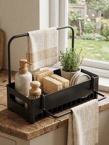 1Pc For Home Cooks, Kitchen Sink Caddy Organizer With Double Towel Racks, Countertop Storage Holder. Drainable, Rust-Resistant, Easy To Clean And Space-Saving. Great For Sponges, Soap And Cleaning Tools, Ideal For Daily Kitchen Organization. - Multicolor - View 6