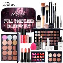 Popfeel 全方位彩妝套組，包含眼影、口紅、臉部彩妝與工具，易暈染且持久，附便攜收納包，適合初學者、日常、約會與旅行使用 - 棕色 - 查看 10