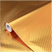 1Roll Waterproof Oilproof Gold Aluminum Foil Peel & Stick Contact Paper Removable Self-Adhesive Wallpaper Kitchen Counter Cabinet Drawer Decor - Gold - View 14